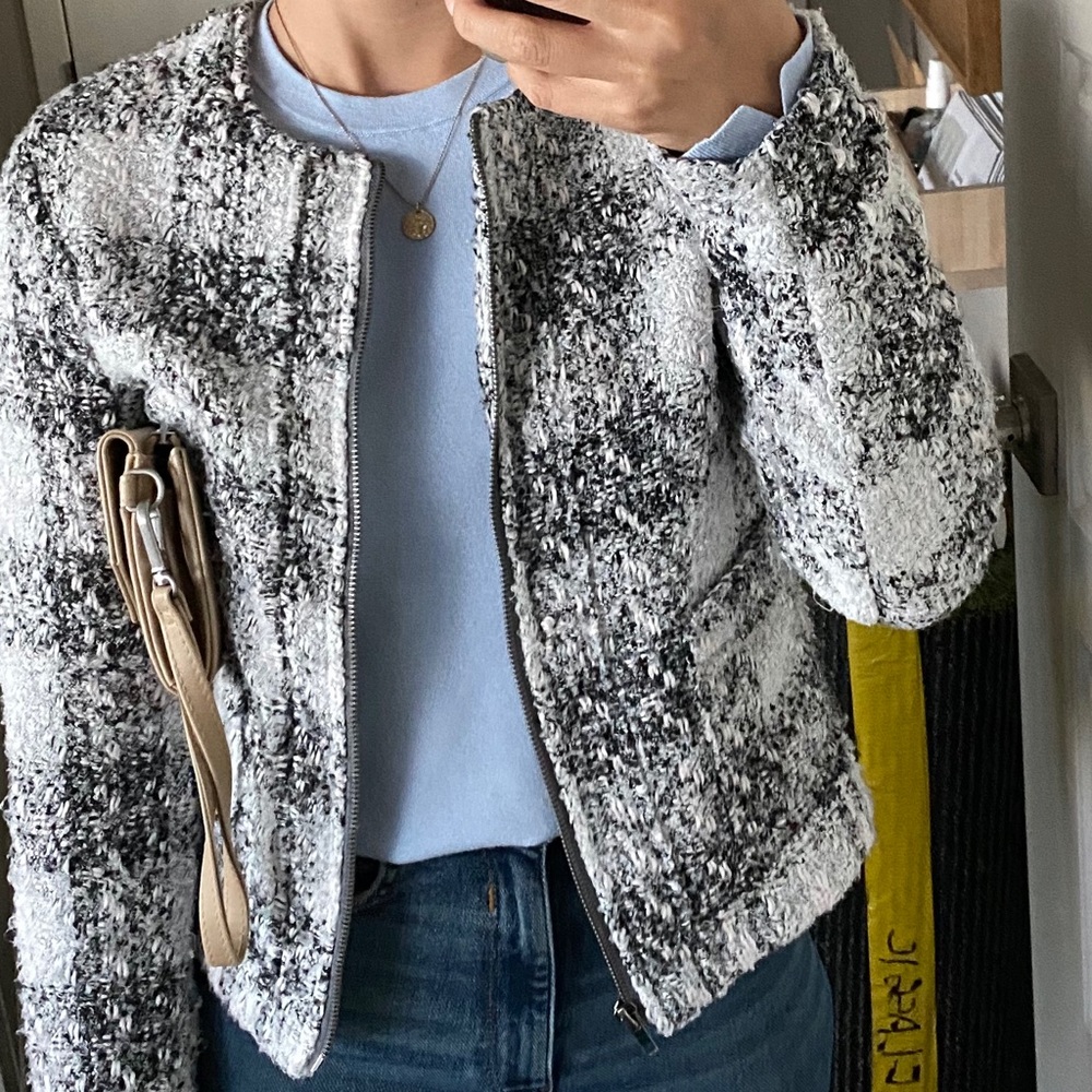 cupcakes & cashmere Black and White Textured Blazer